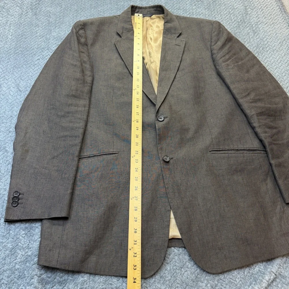 Banana Republic Mens 46R Linen Blazer‎ Brown Pinstripe 2 Button Sport Coat
